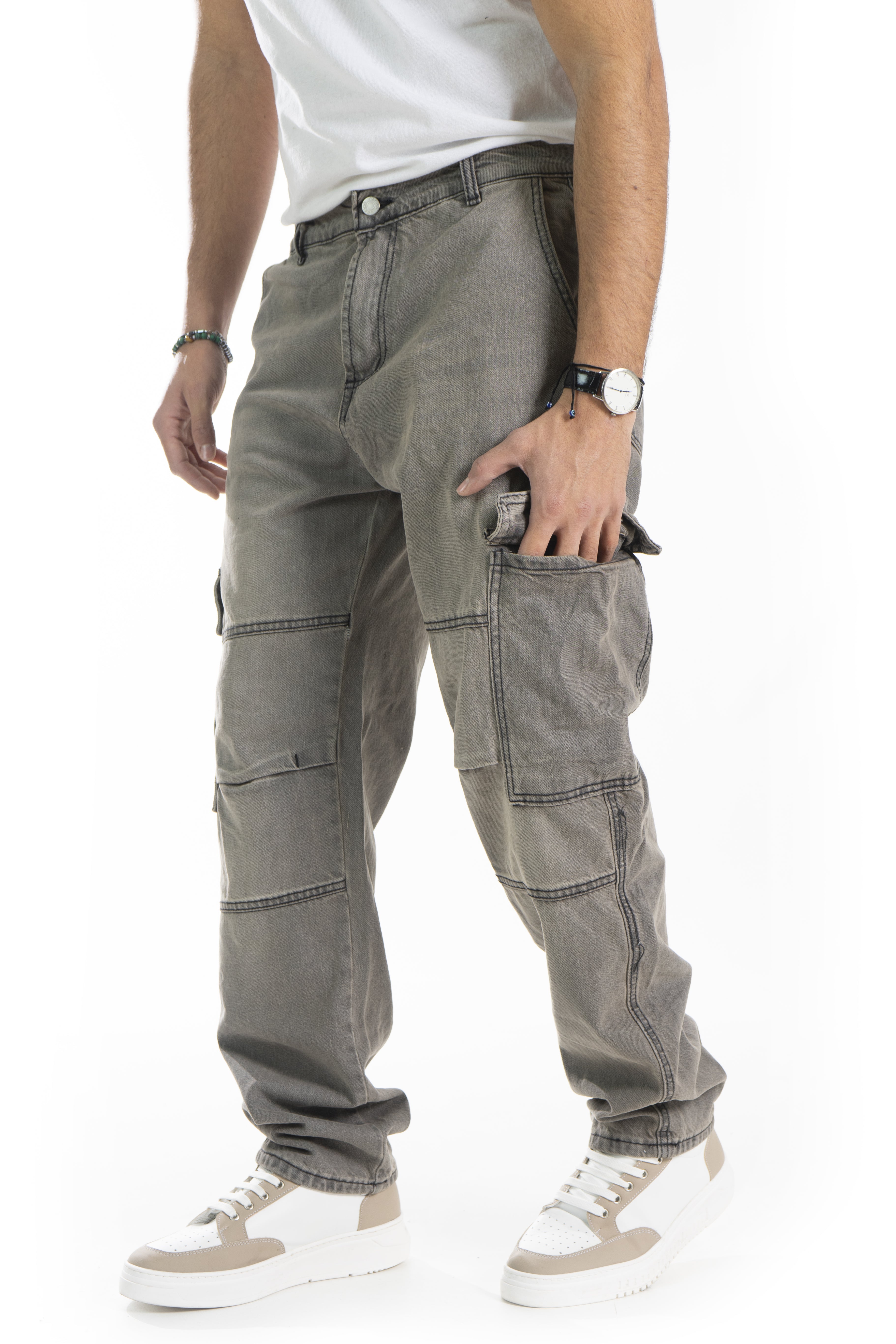 Jeans Uomo Cargo Tasconi Vintage Grey Art. JS431