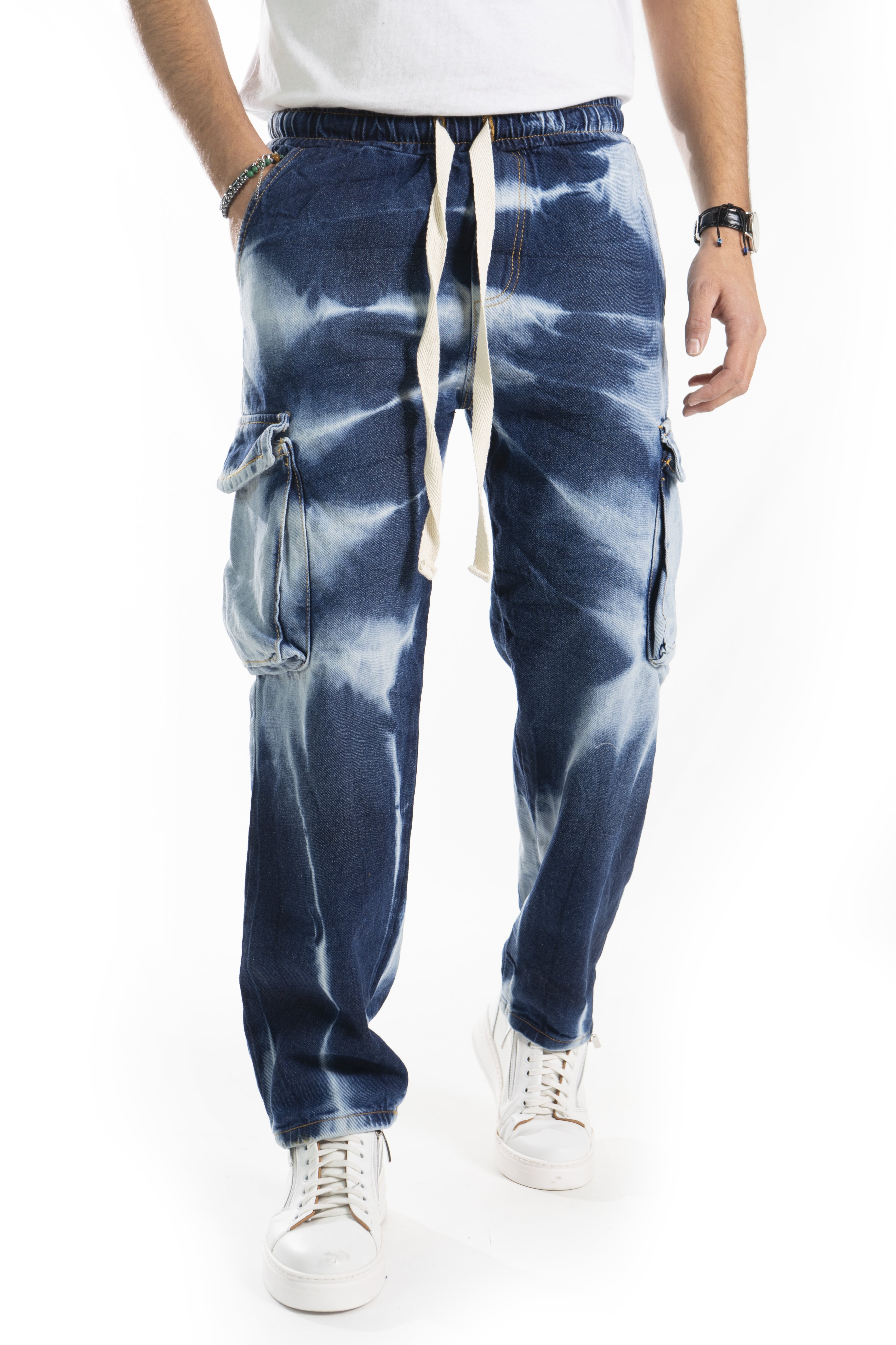 Jeans Uomo Vita Jogger Cargo Bicolore Art. JS427