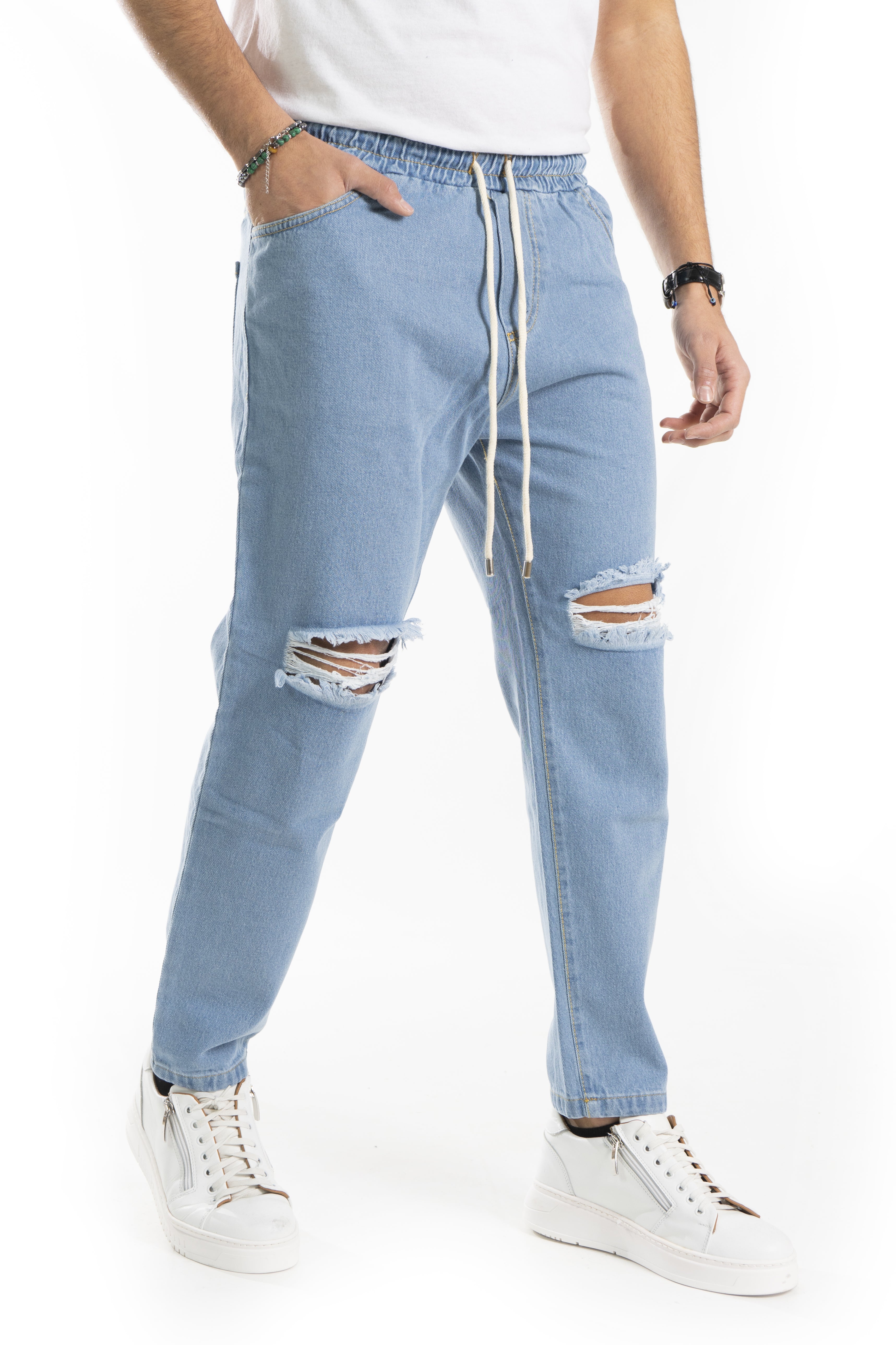 Jeans Uomo Vita Jogger Strappi Ginocchia art. Js424