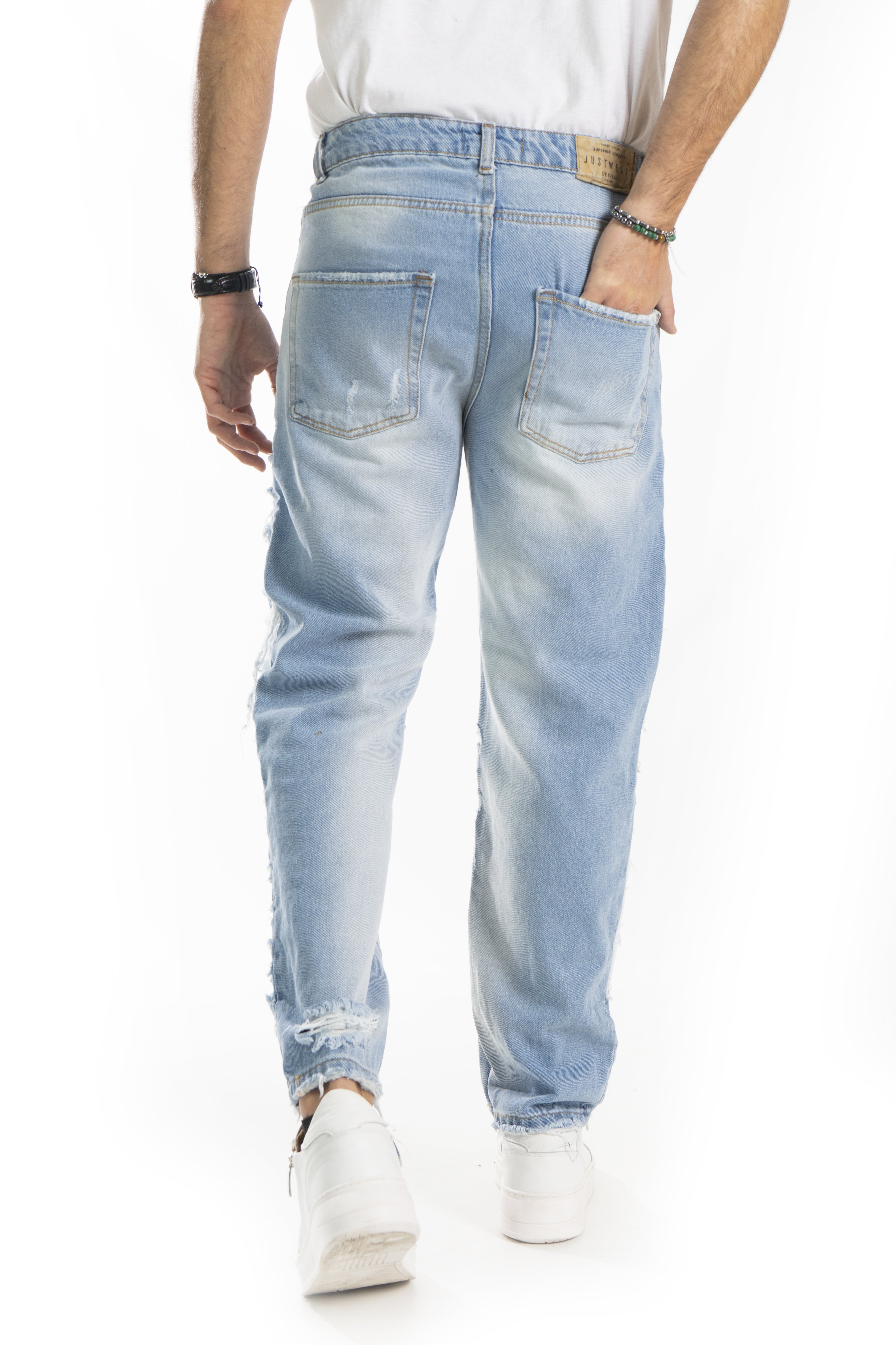 Jeans Uomo Con Toppe Abrasioni e Strappi Art. JS432