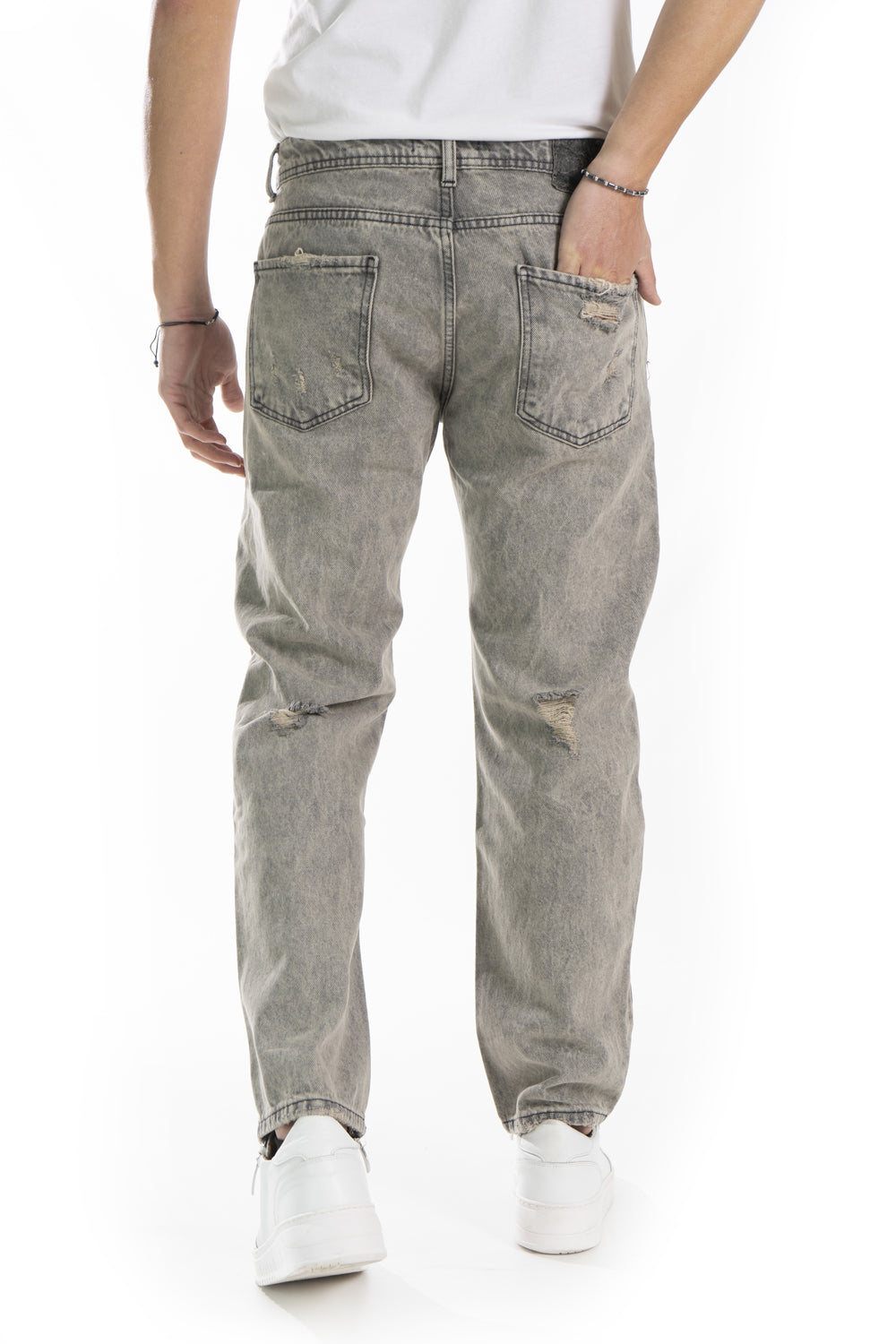 Jeans Uomo Sabbiato baggy Con Abrasioni e strappi Art. Js438