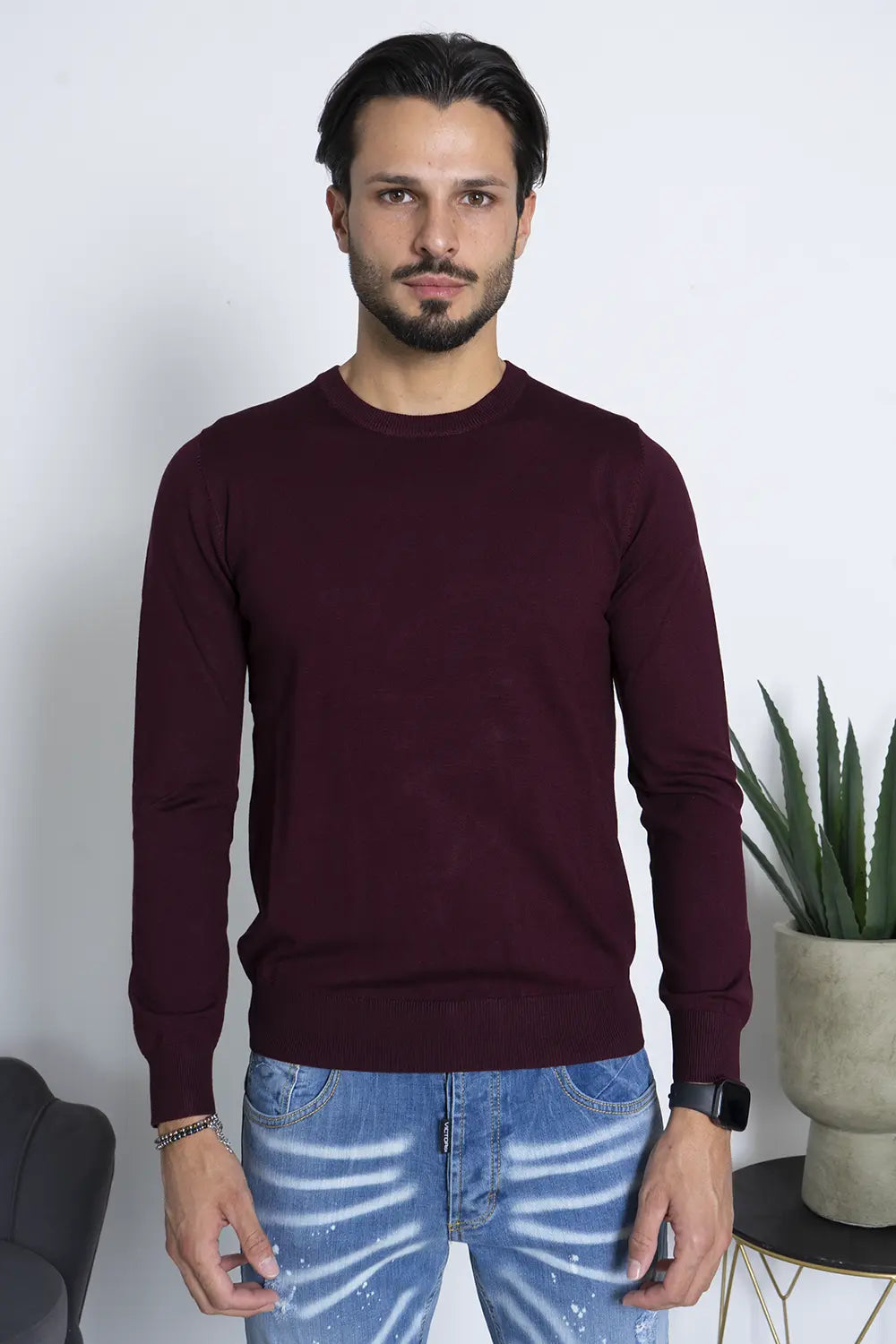 Maglioncino Girocollo In Filo Rasato Slim Fit Art. Mg147