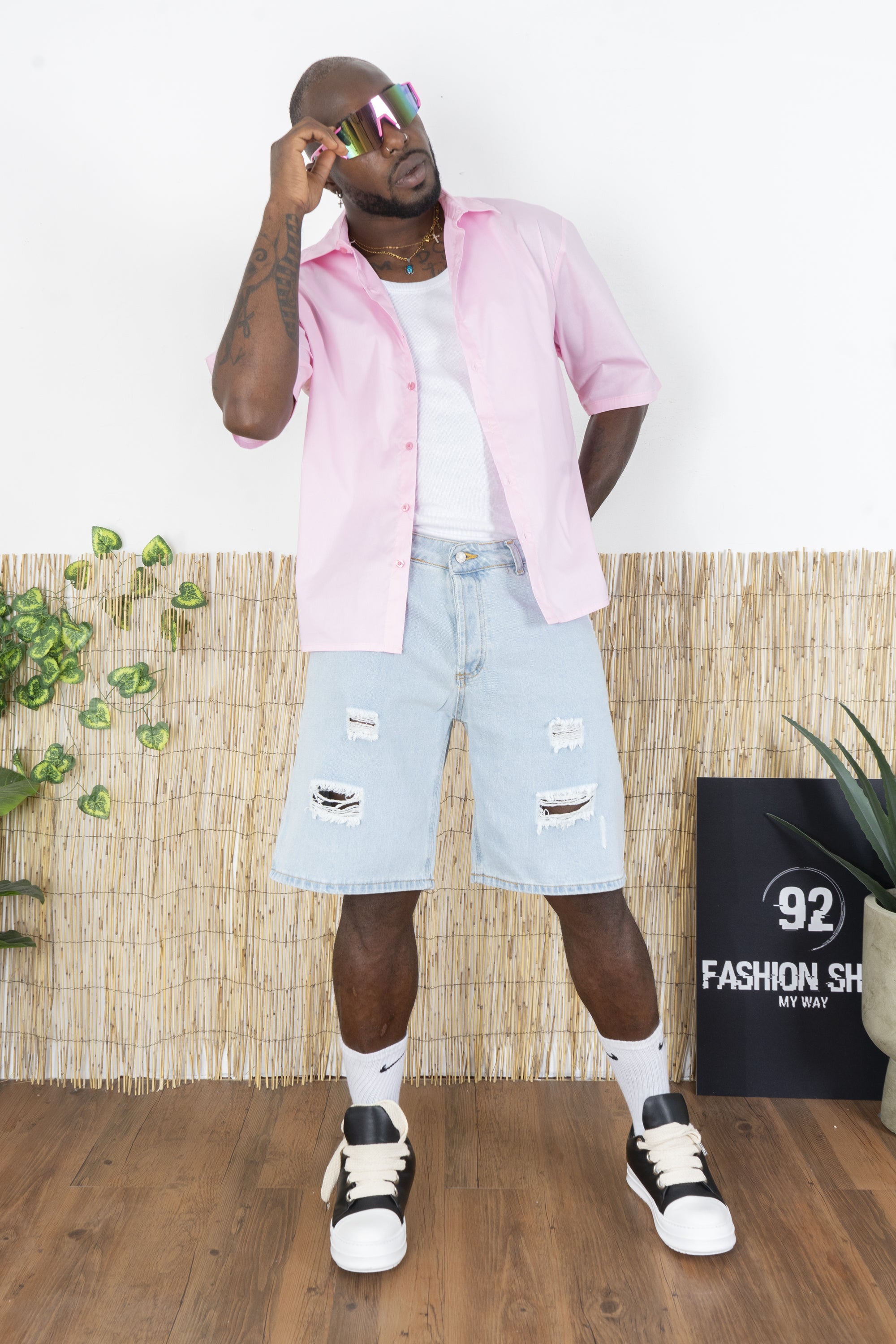 Camicia Uomo Crop Fit Tinta Unita Art. Cm227