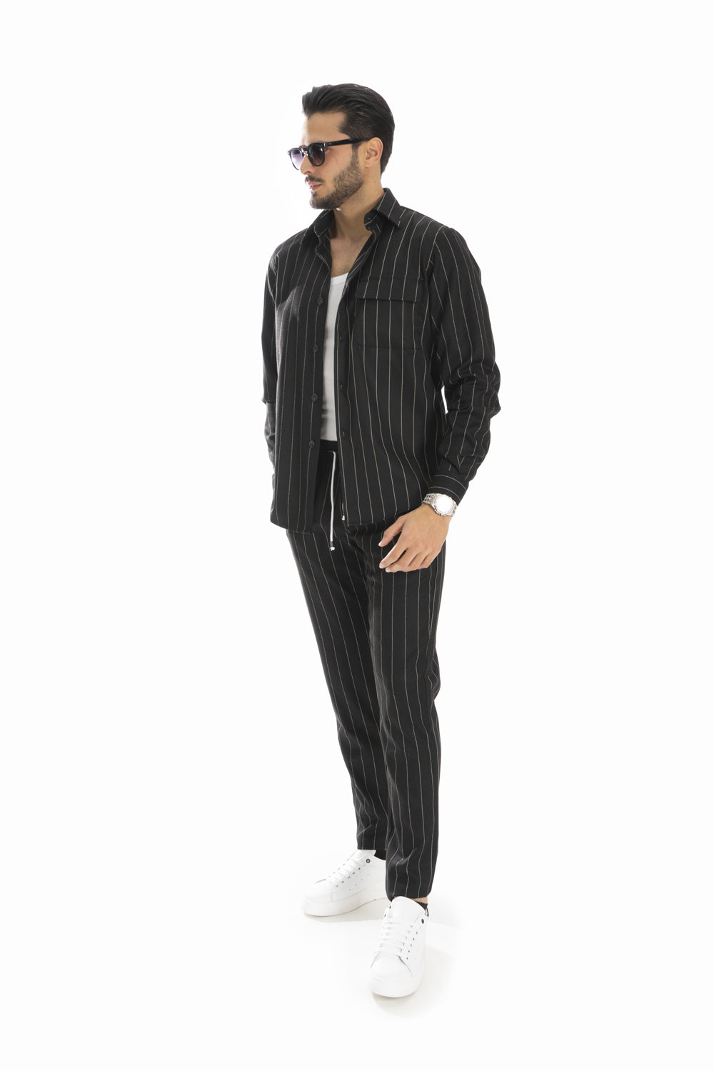 Coordinato Uomo Camicia e Pantalone Gessato Art. CD40