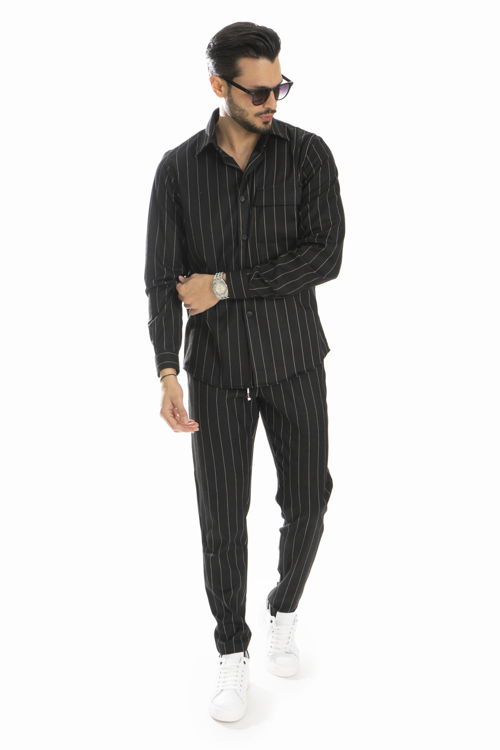 Coordinato Uomo Camicia e Pantalone Gessato Art. CD40