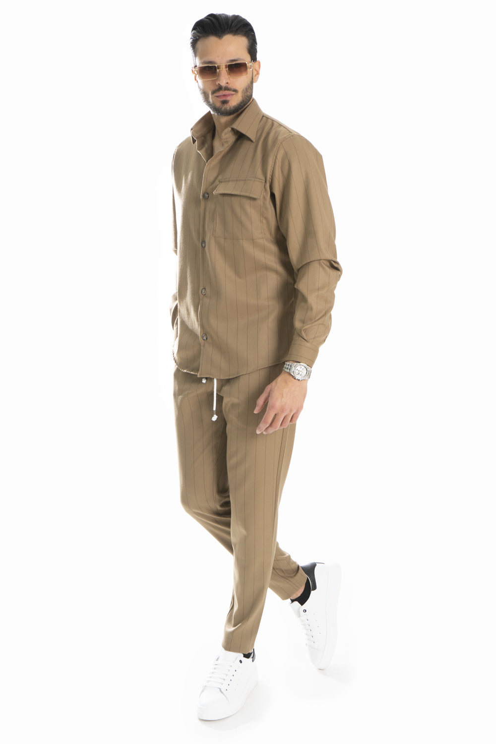 Coordinato Uomo Camicia e Pantalone Gessato Art. CD40