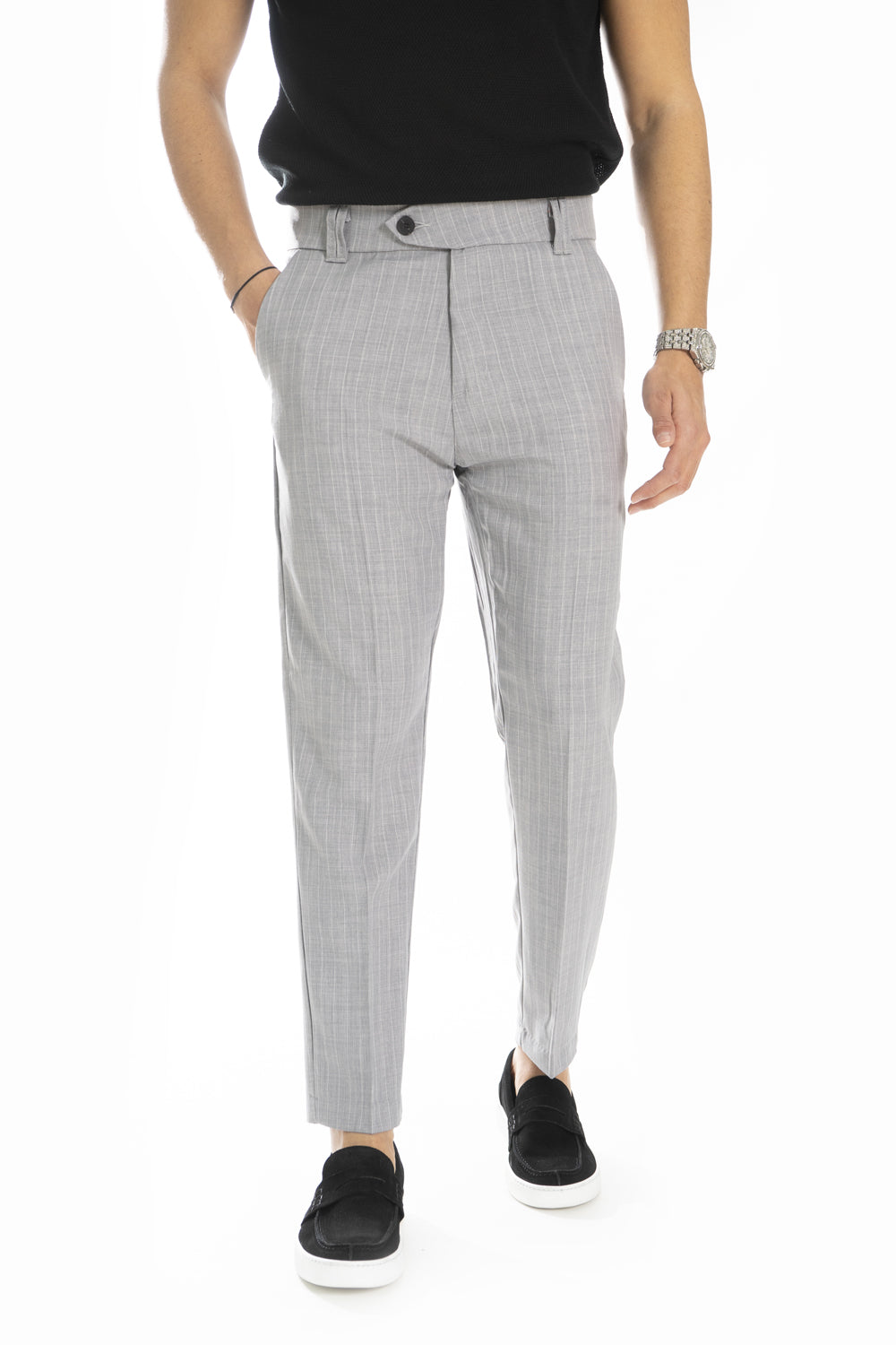 Pantalone Uomo Bottone Laterale Gessato Art. Pt187