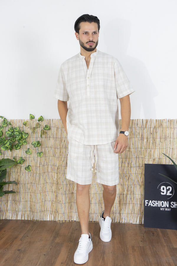 Coordinato In Lino Corto Con Fantasia Art. Cd67