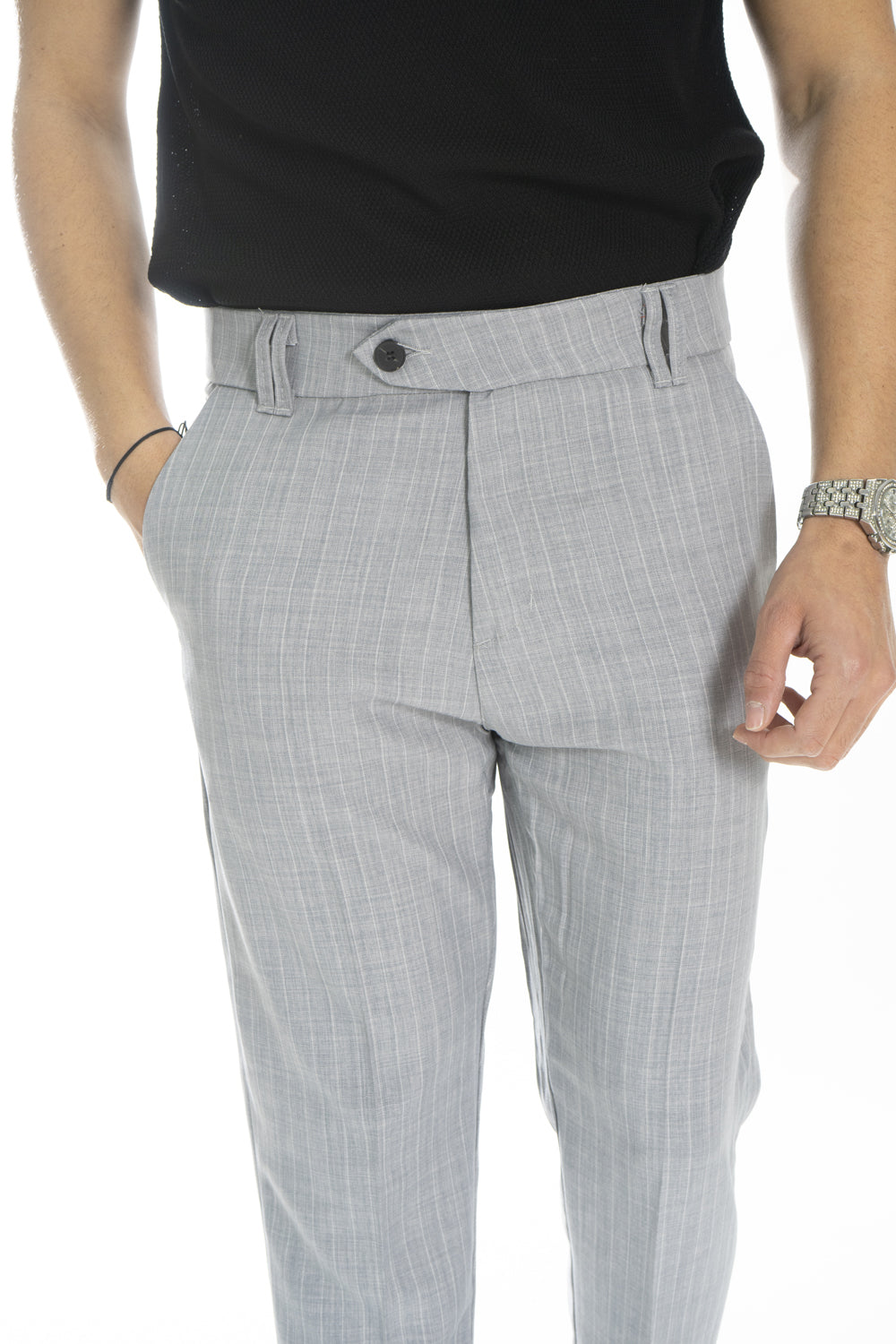 Pantalone Uomo Bottone Laterale Gessato Art. Pt187