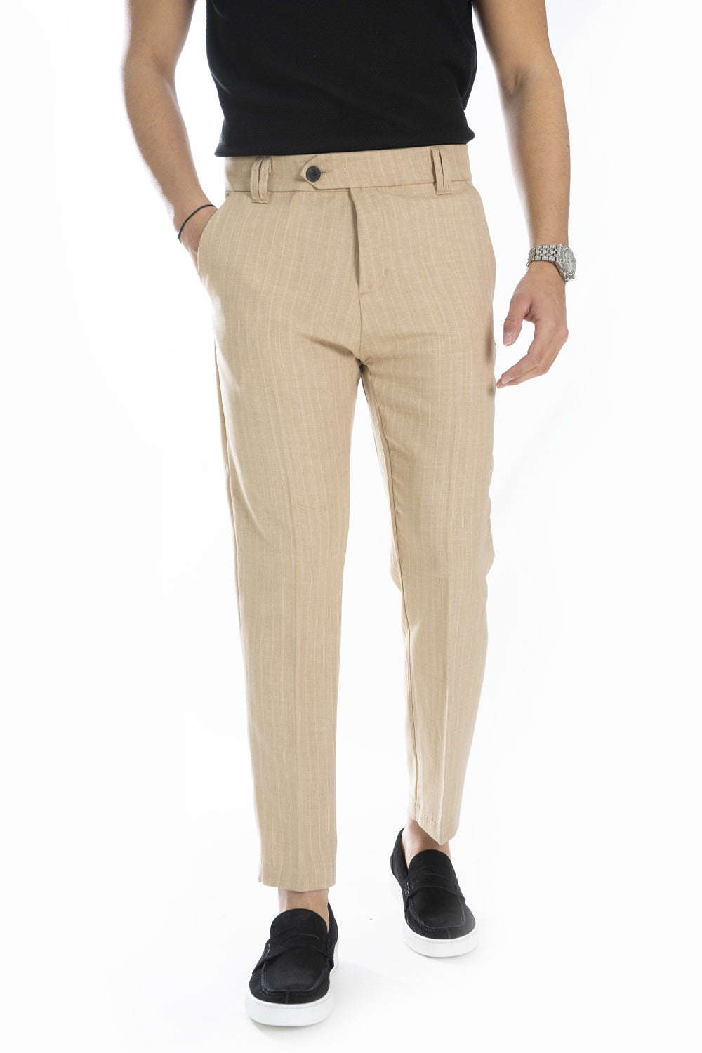 Pantalone Uomo Bottone Laterale Gessato Art. Pt187