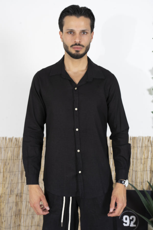 Chemise en lin avec col couleur unie Art. Cm198
