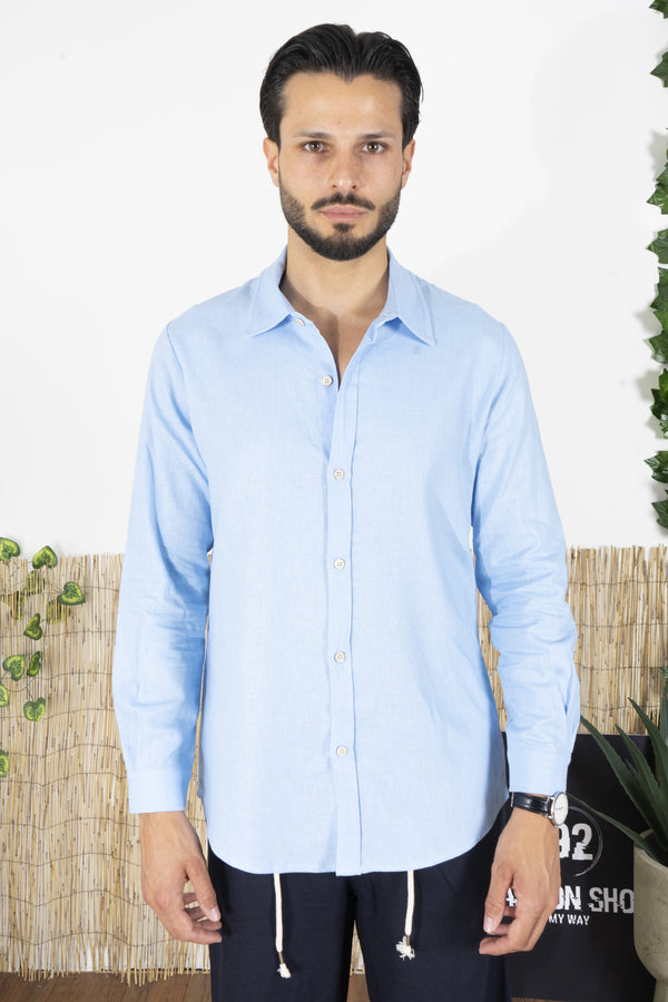 Chemise en lin avec col couleur unie Art. Cm198
