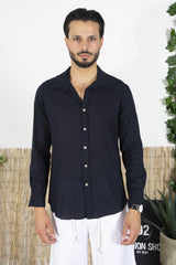 Camicia In Lino Con Colletto Tinta Unita Art. Cm198
