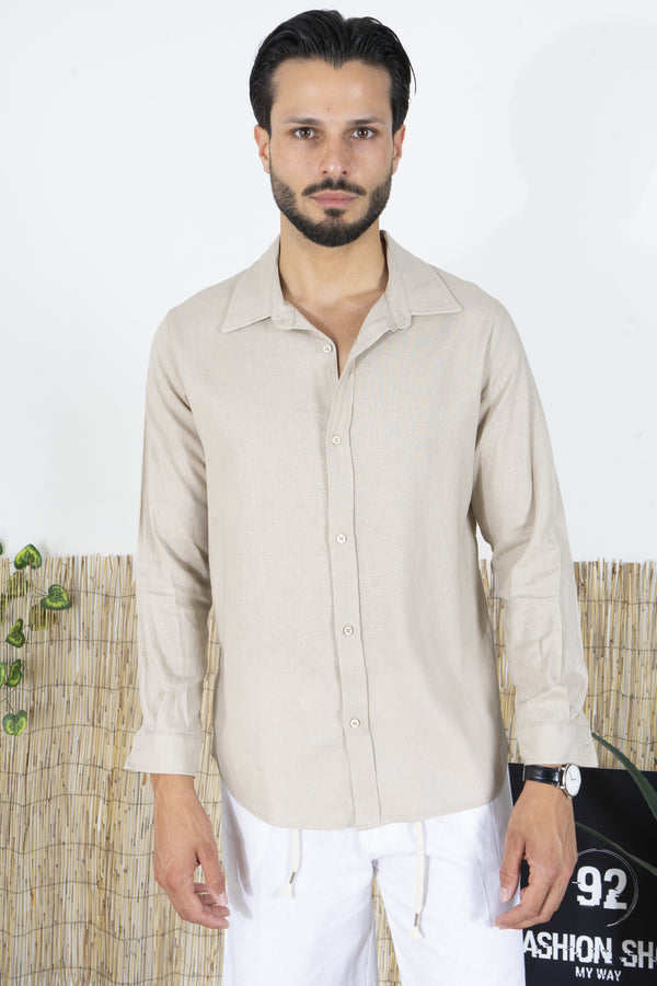 Chemise en lin avec col couleur unie Art. Cm198