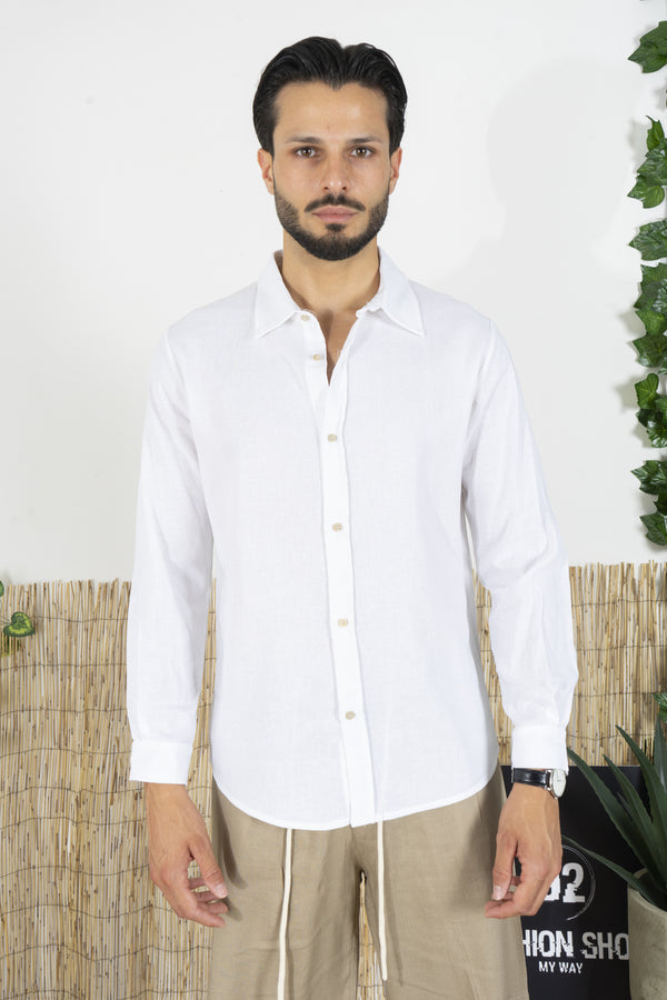 Chemise en lin avec col couleur unie Art. Cm198