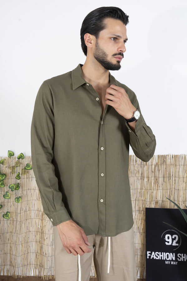 Chemise en lin avec col couleur unie Art. Cm198