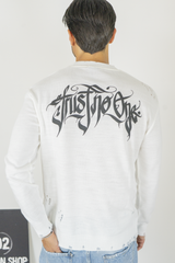 Maglione con stampa rilievo retro '' Trust no One'' Art. Mg174