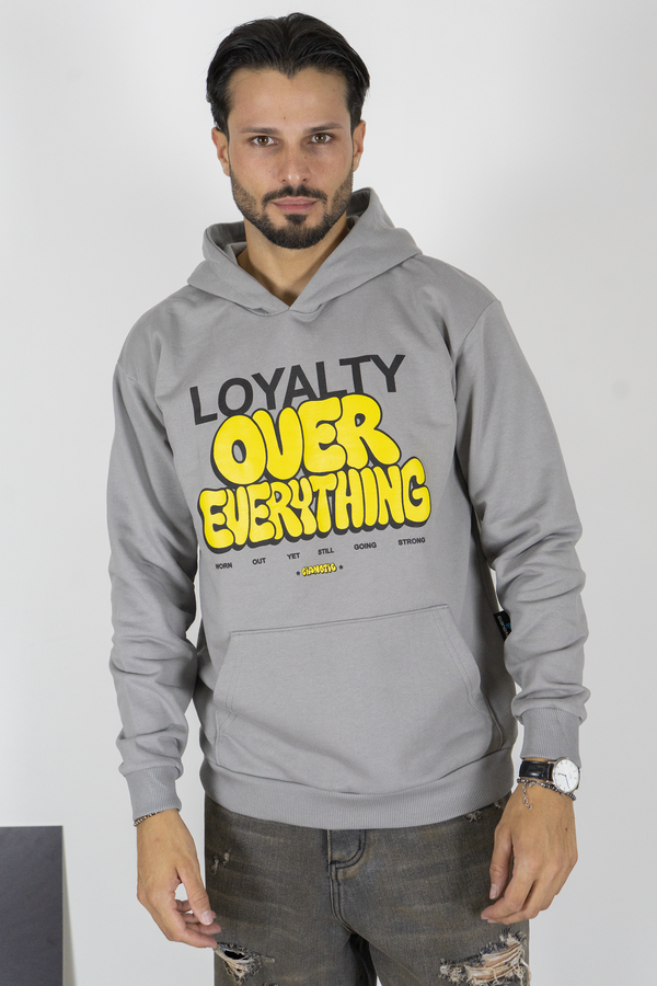 Felpa Hoodie Uomo con Stampa “Loyalty Over Everything” Art. Fe196