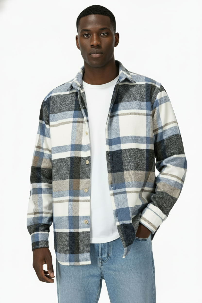 Camicione Uomo Giacca Flanella Fantasia Scozzese Art. Cm146