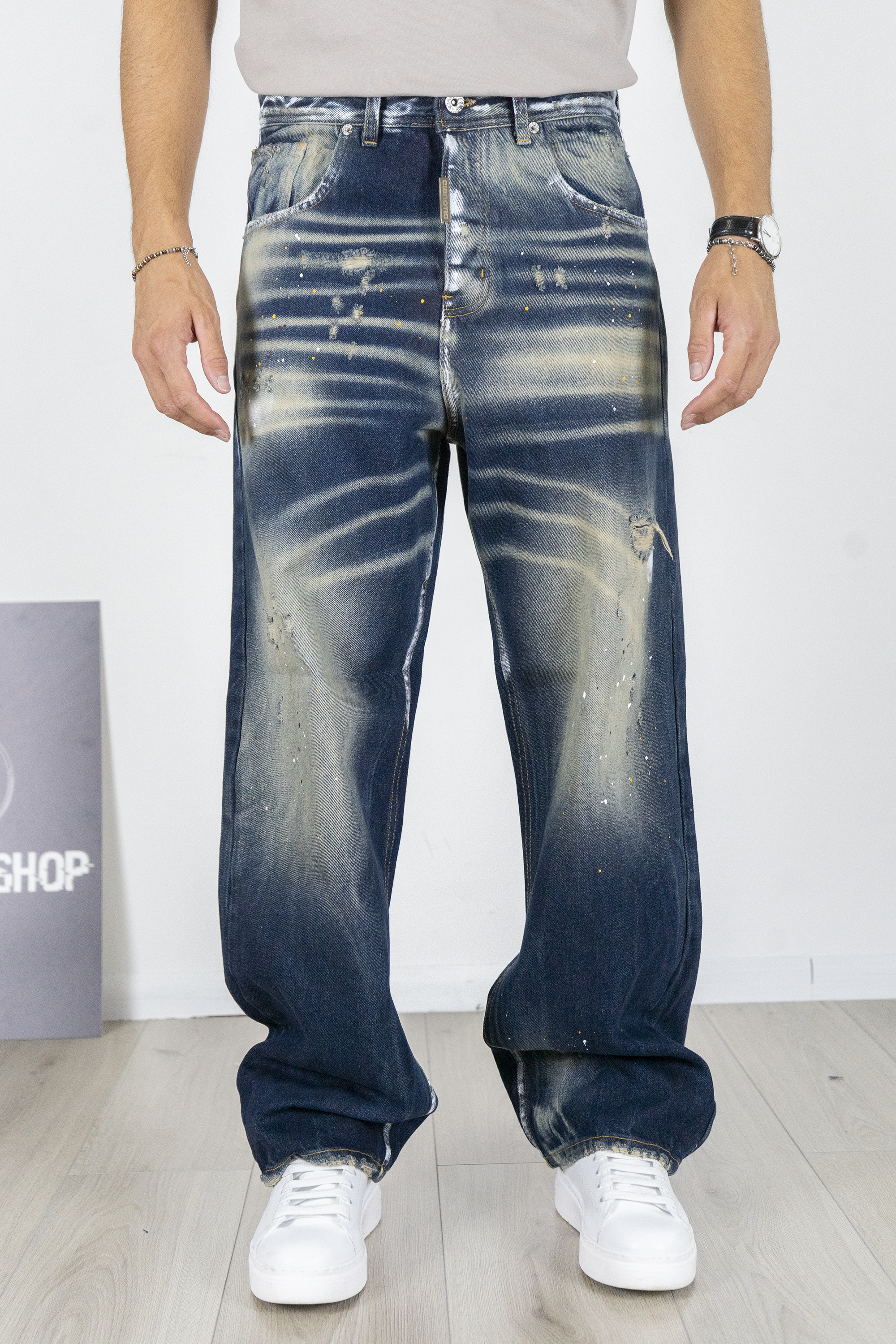 Jeans Uomo Super Baggy Cianotic con Effetto Used Art. Js545