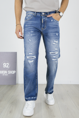 Jeans Uomo Straight Fit Blu Strappato Art. Js546