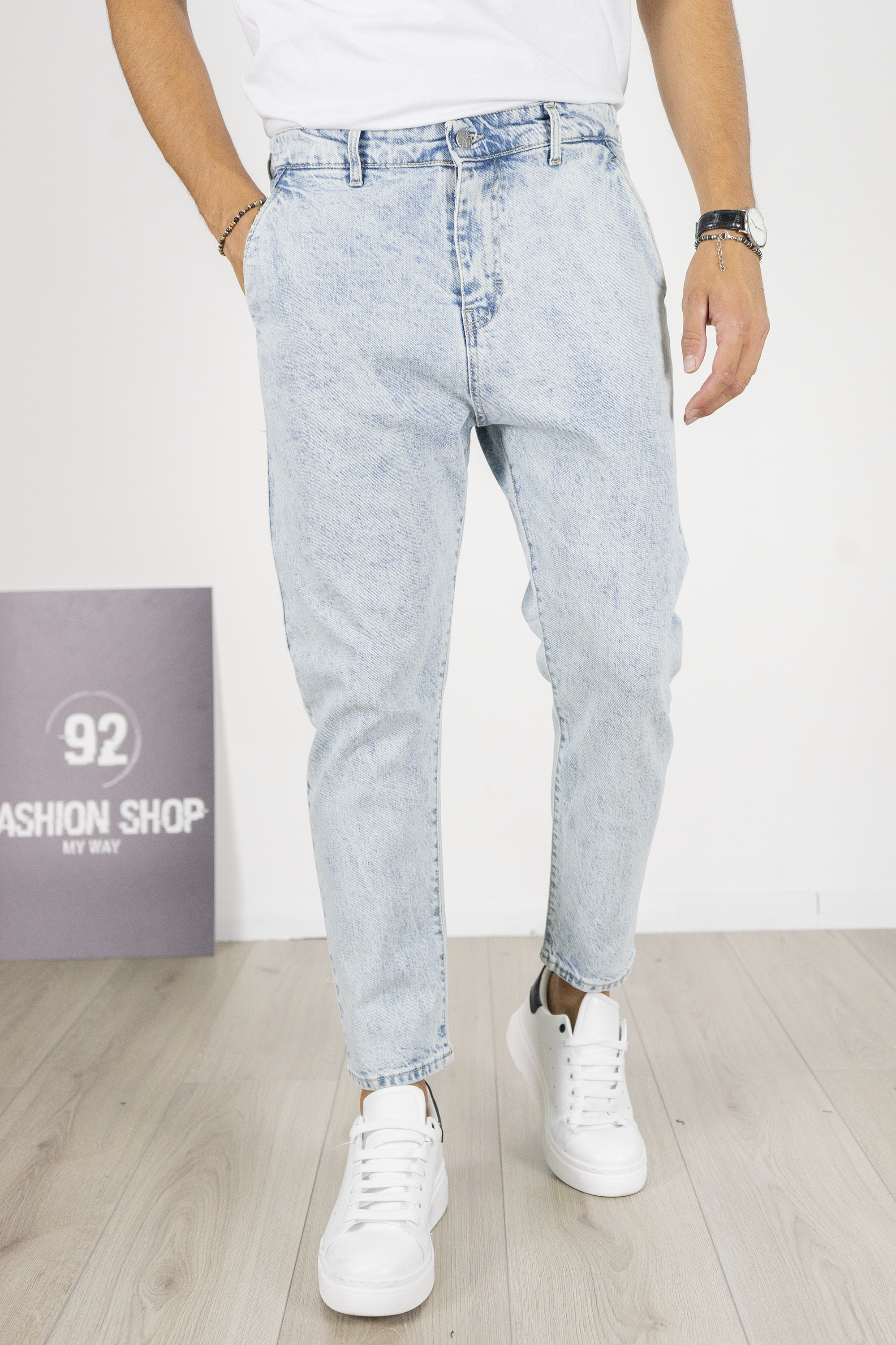 Jeans Uomo Sabbiato Regular Con Elastico sul retro Art. Js538