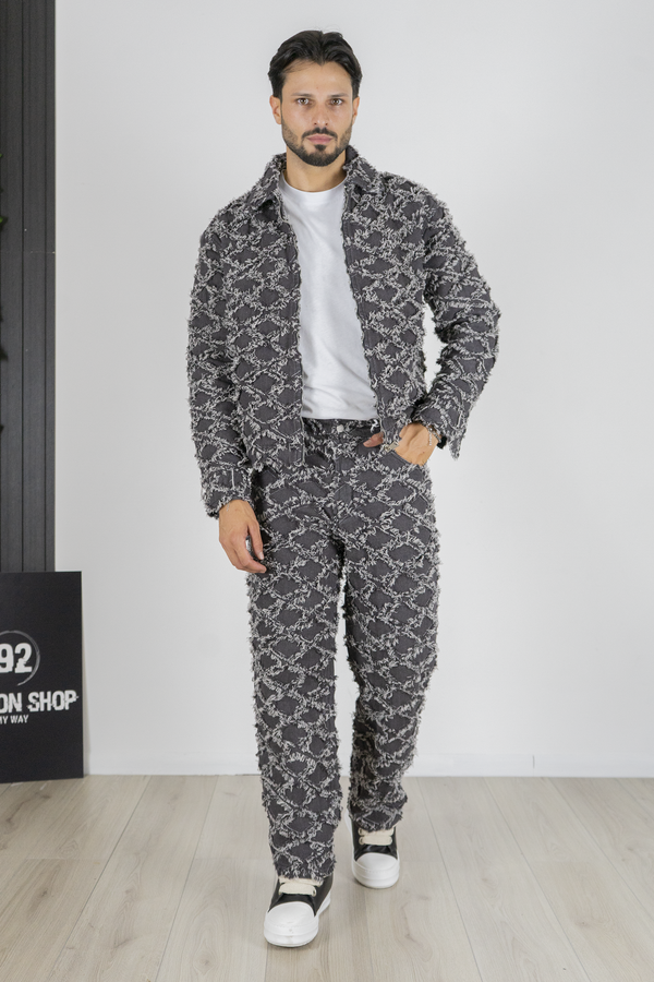 Completo Uomo Denim con Giacca e Pantaloni con Dettagli Frangiati Art. Cd90
