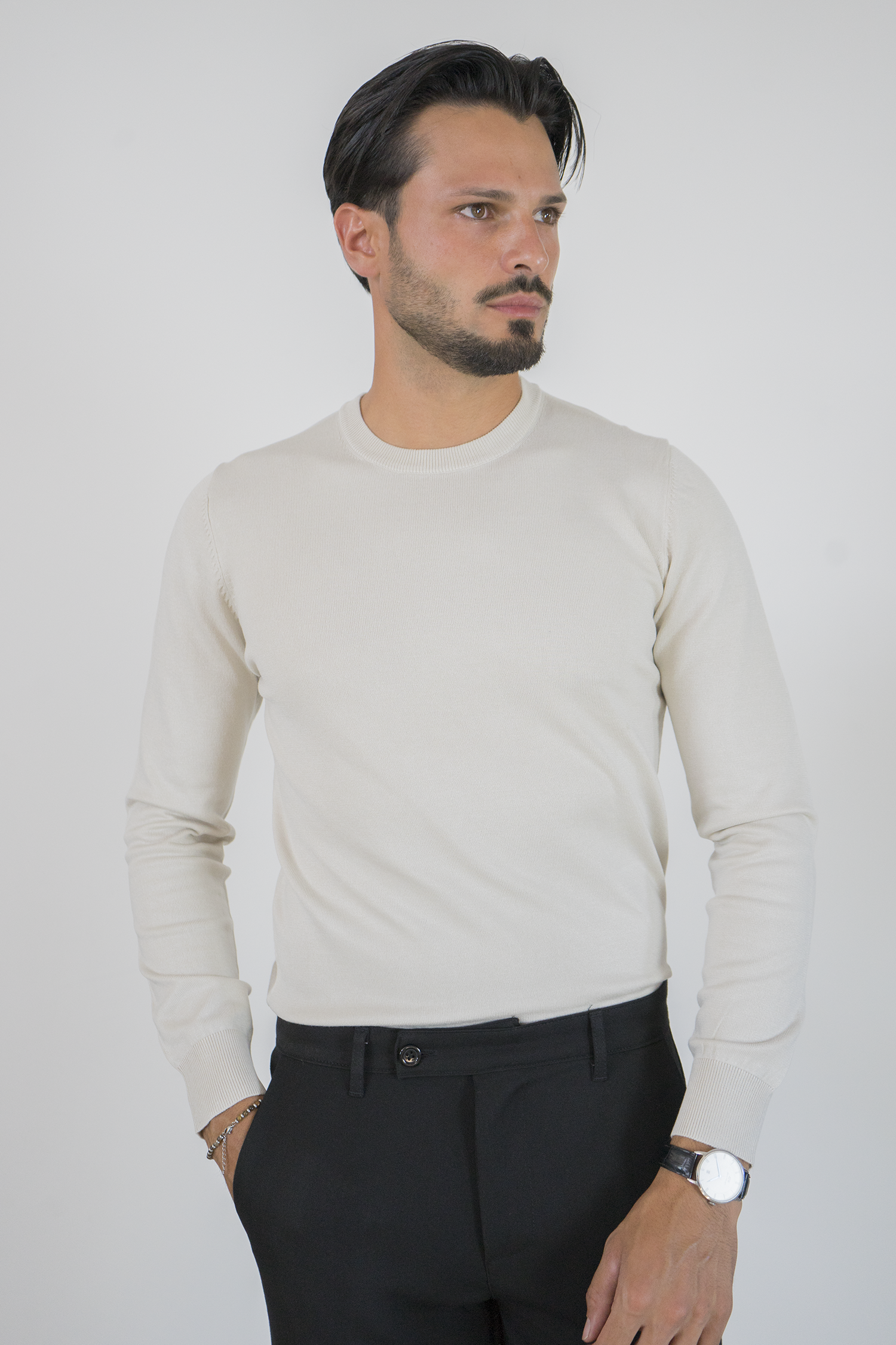 Maglioncino Girocollo In Filo Rasato Slim Fit Art. Mg147