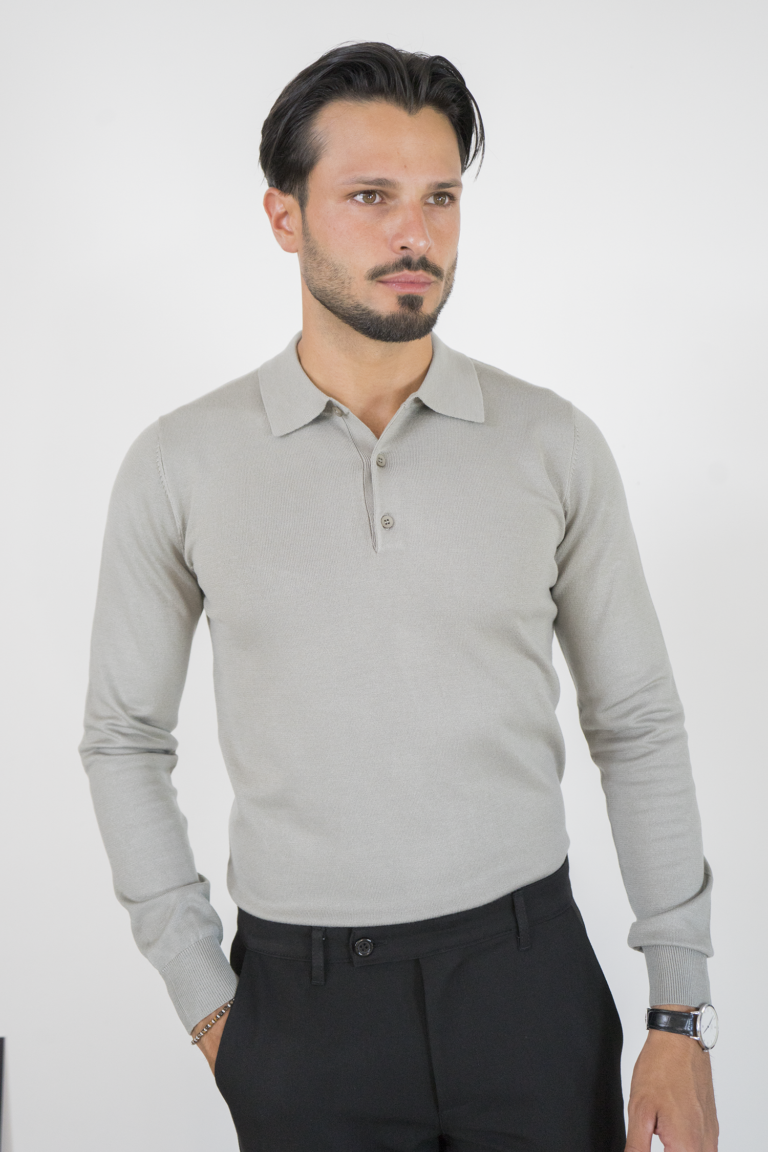 Maglioncino Polo In Filo Rasato Con Bottoni Art. MG149