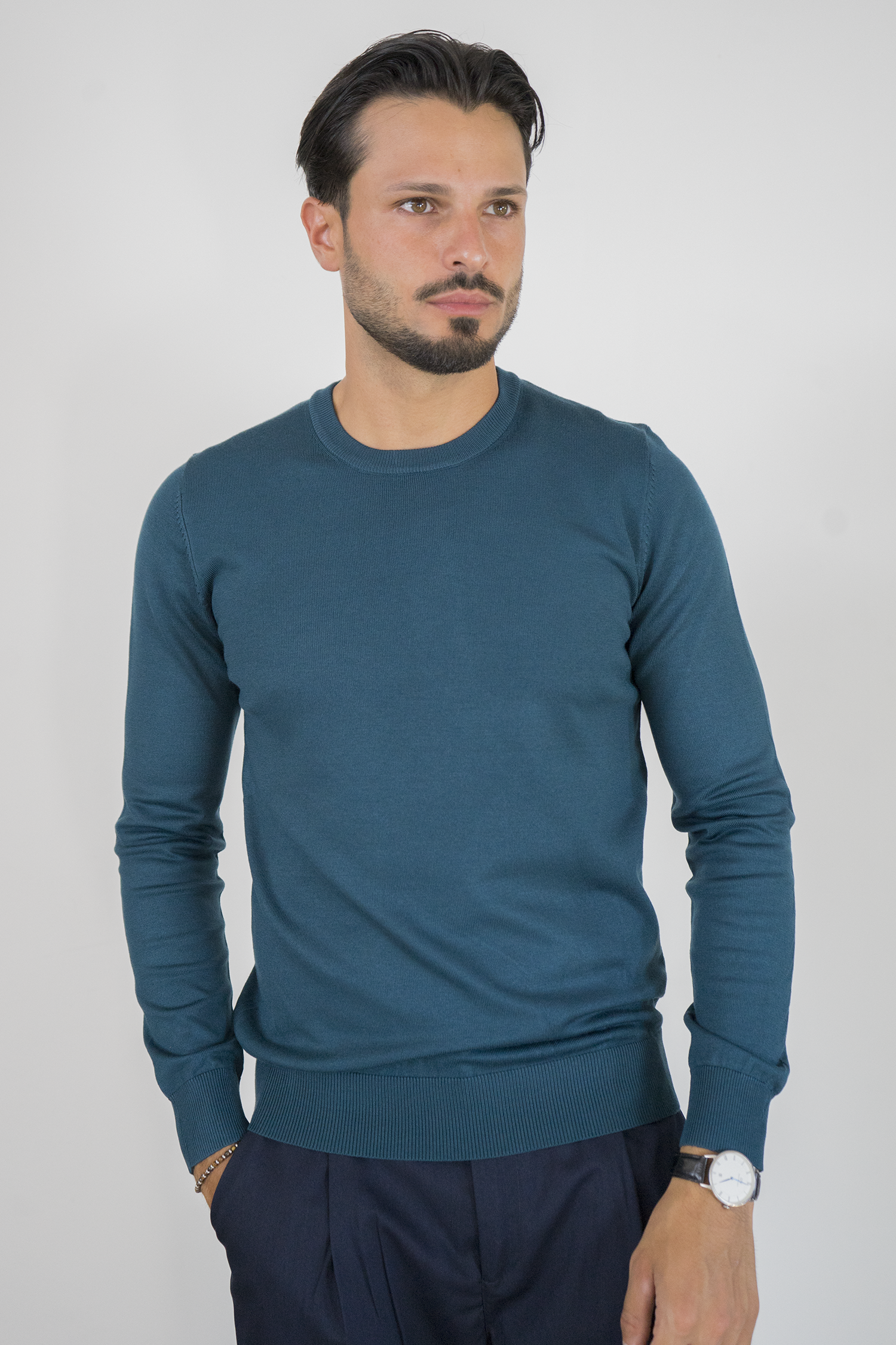 Maglioncino Girocollo In Filo Rasato Slim Fit Art. Mg147