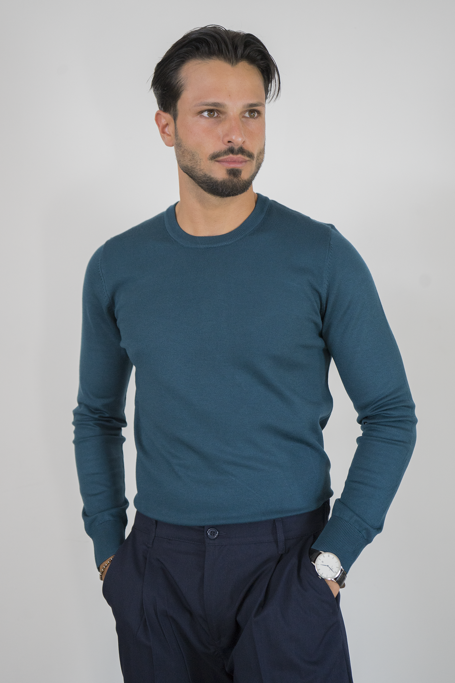 Maglioncino Girocollo In Filo Rasato Slim Fit Art. Mg147