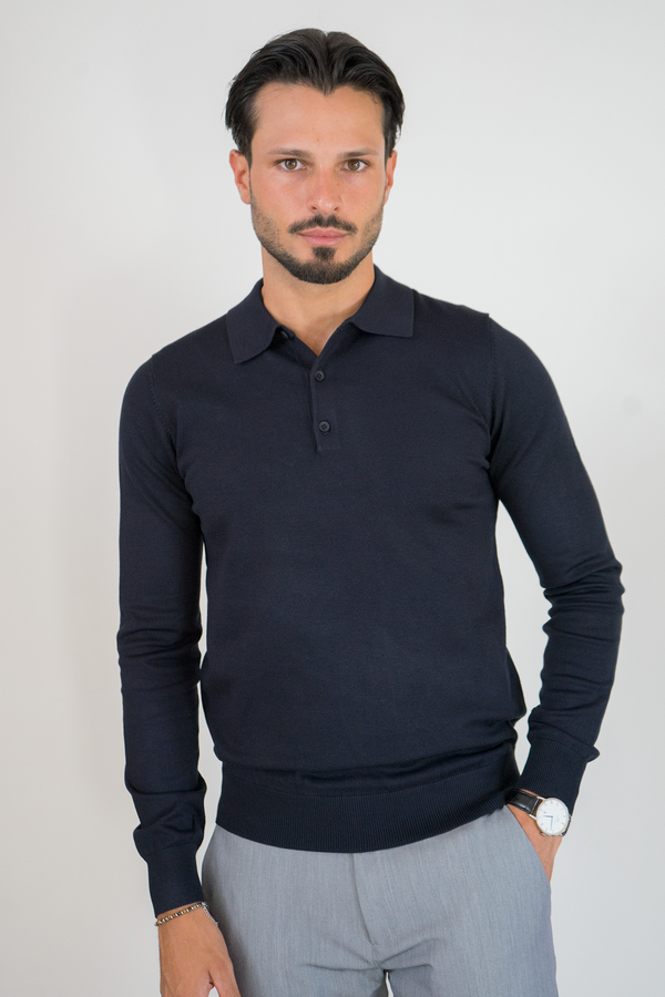 Maglioncino Polo In Filo Rasato Con Bottoni Art. MG149