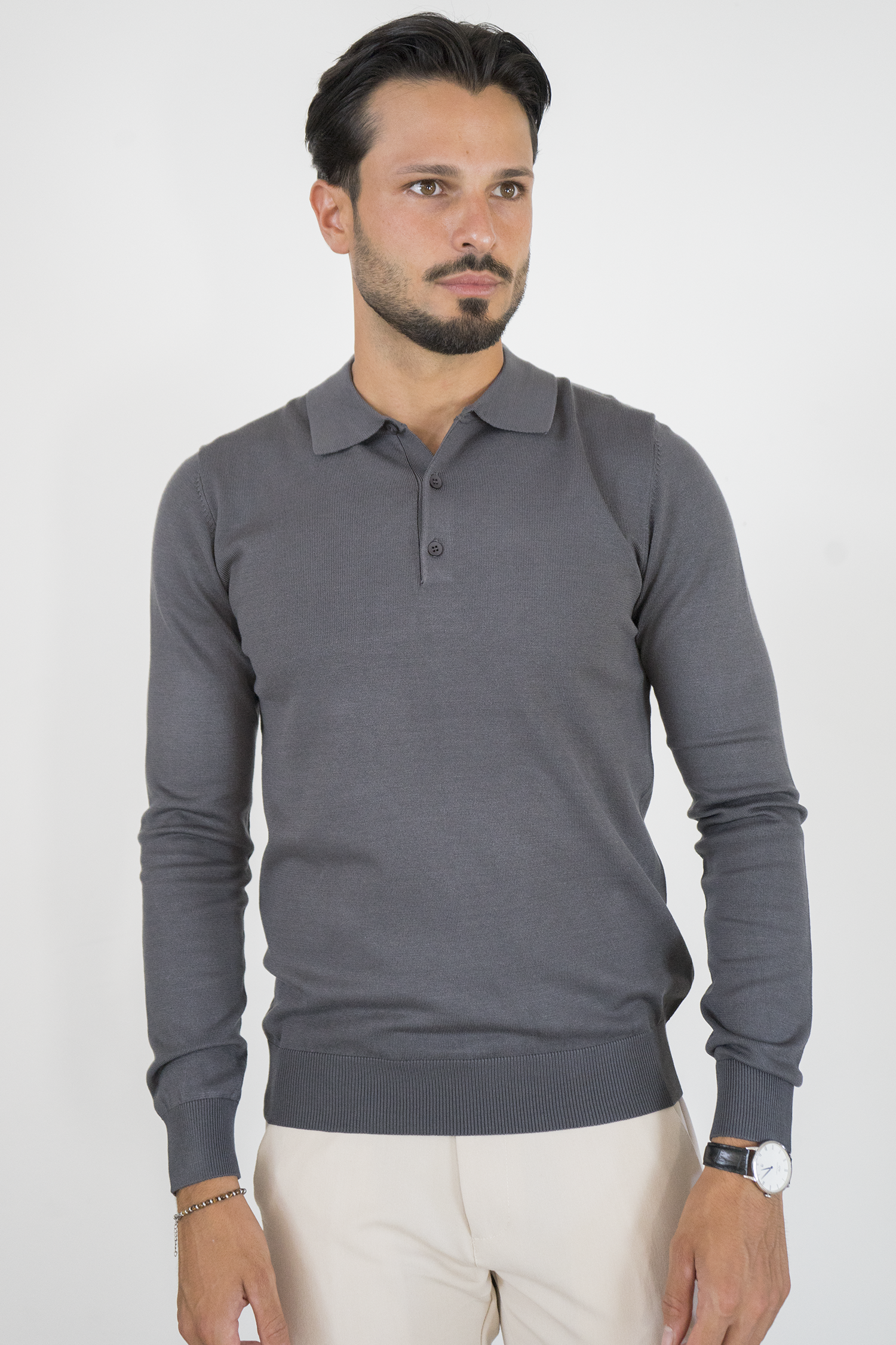 Maglioncino Polo In Filo Rasato Con Bottoni Art. MG149