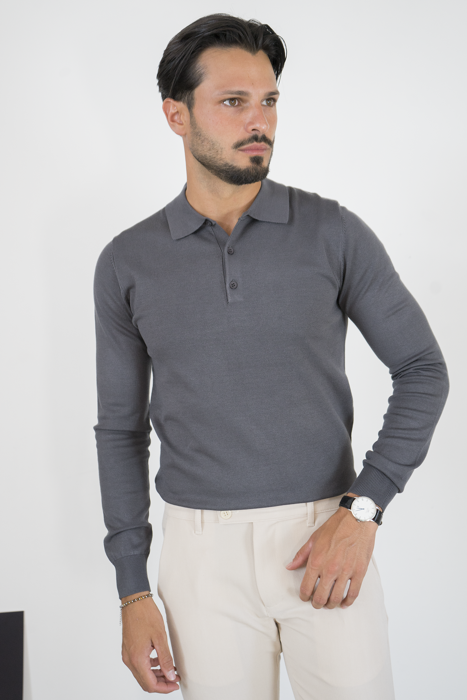 Maglioncino Polo In Filo Rasato Con Bottoni Art. MG149