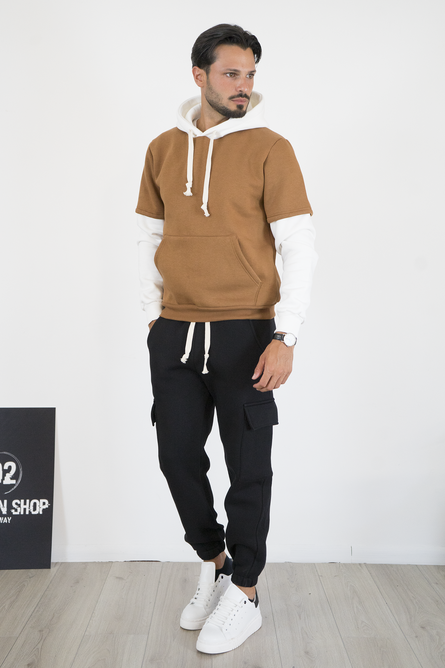 Completo Tuta Uomo con Felpa Cappuccio e Pantalone Cargo Art. TT109