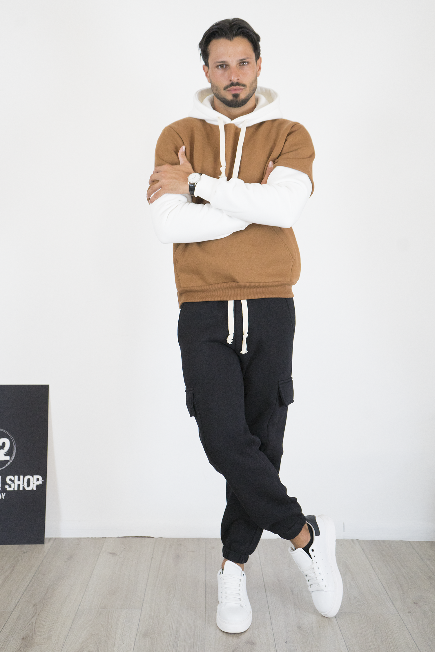 Completo Tuta Uomo con Felpa Cappuccio e Pantalone Cargo Art. TT109