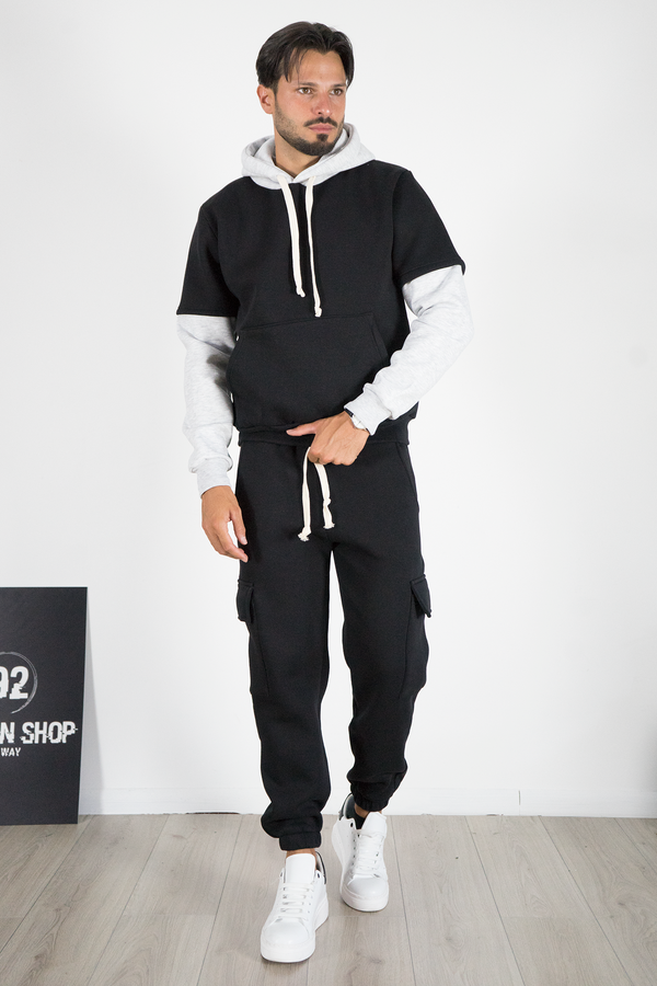 Completo Tuta Uomo con Felpa Cappuccio e Pantalone Cargo Art. TT109