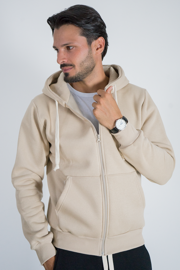 Felpa Uomo Full Zip con Cappuccio e Coulisse Art. Fe198