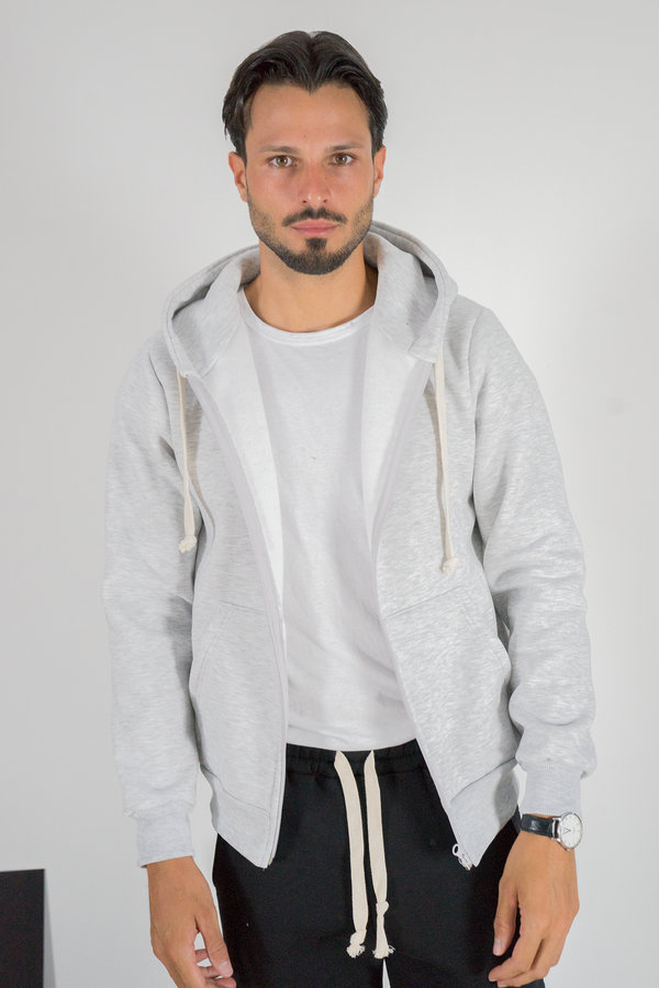 Felpa Uomo Full Zip con Cappuccio e Coulisse Art. Fe198