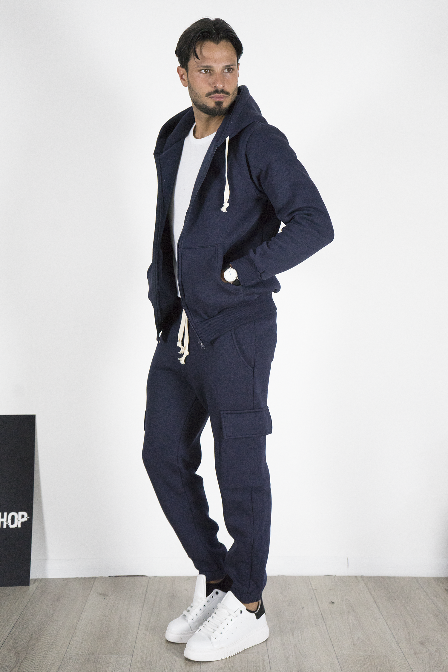 Completo Tuta Uomo con Felpa Zip e Pantalone Cargo Art. Tt110