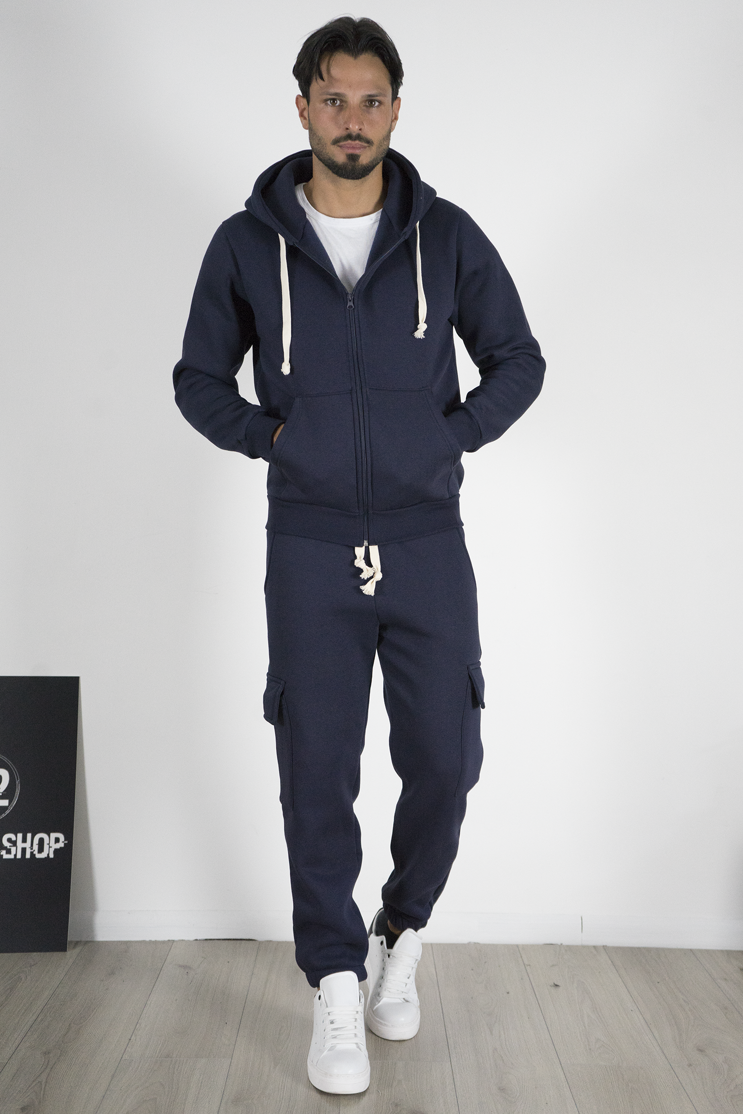 Completo Tuta Uomo con Felpa Zip e Pantalone Cargo Art. Tt110