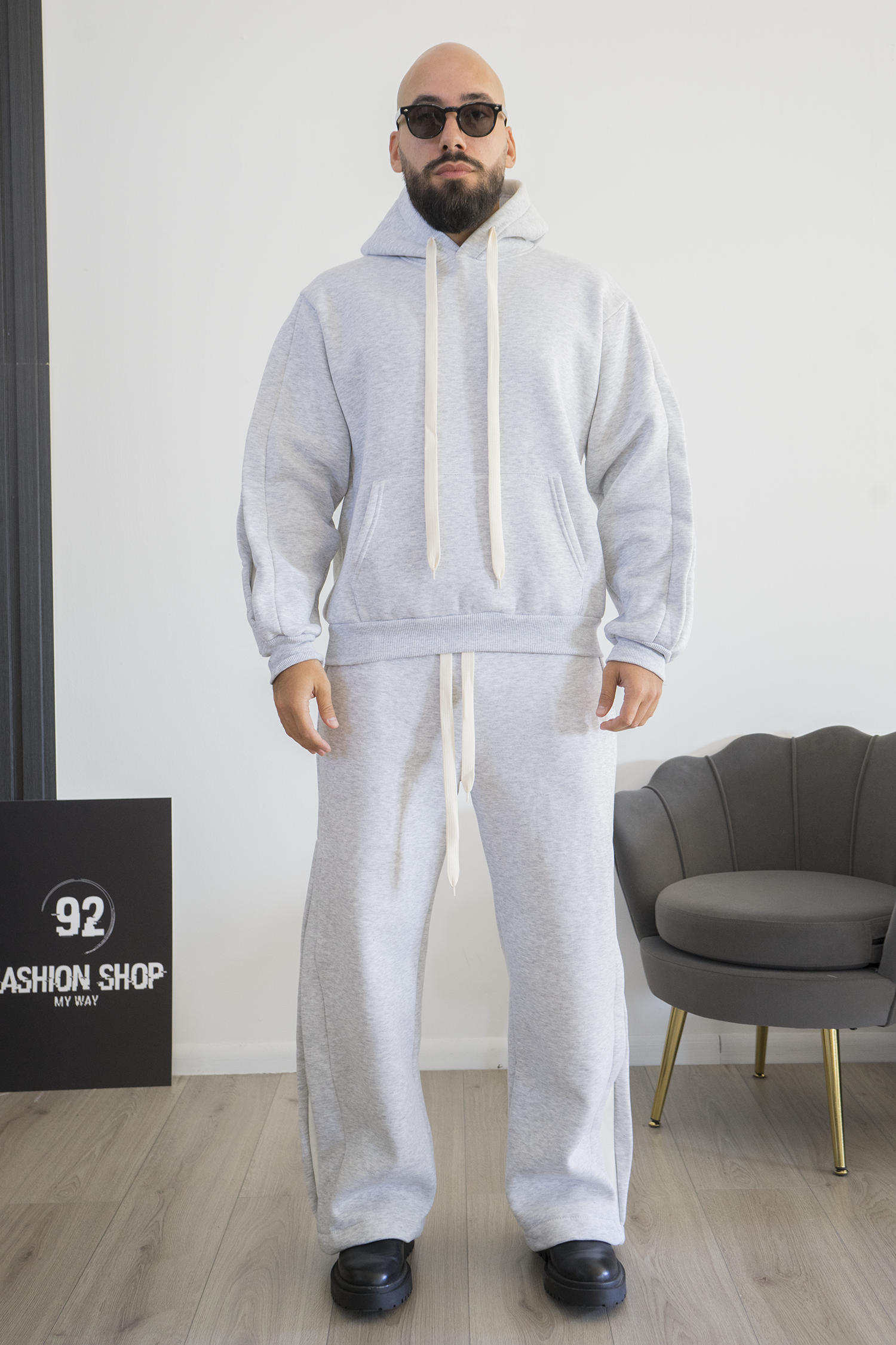 Completo Tuta Uomo Oversize con Bande Laterali Bianche Art. TT112