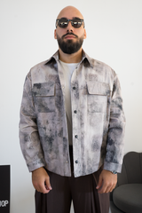 Giacca Camicia Overshirt Uomo Effetto Marmorizzato Grigio Art. Gb194