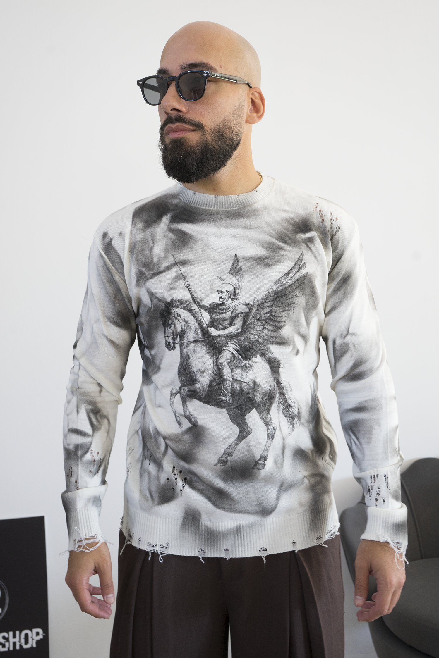 Maglioncino Uomo Stampa Cavaliere Art. Mg178