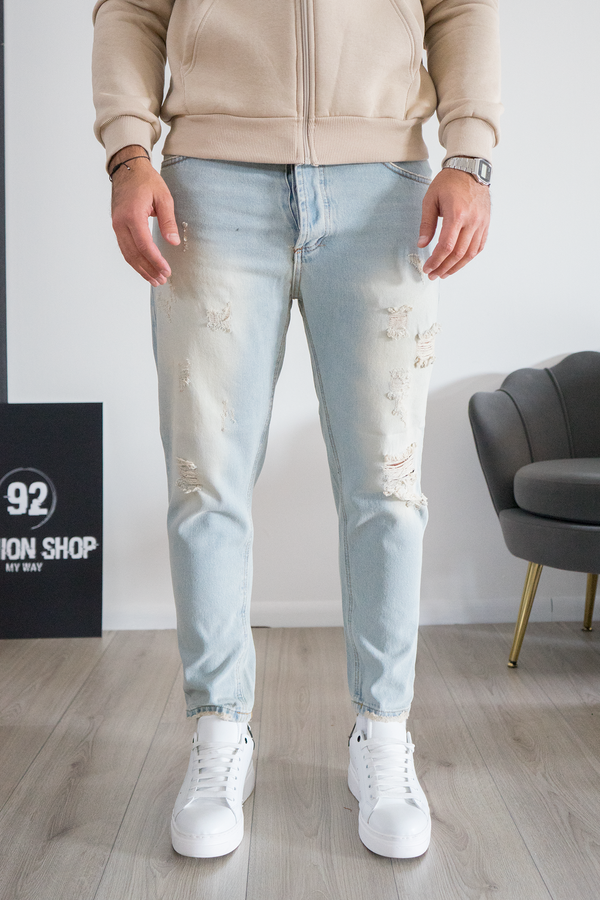 Jeans Uomo Chiaro con Strappi Effetto Destroy Art. Js552