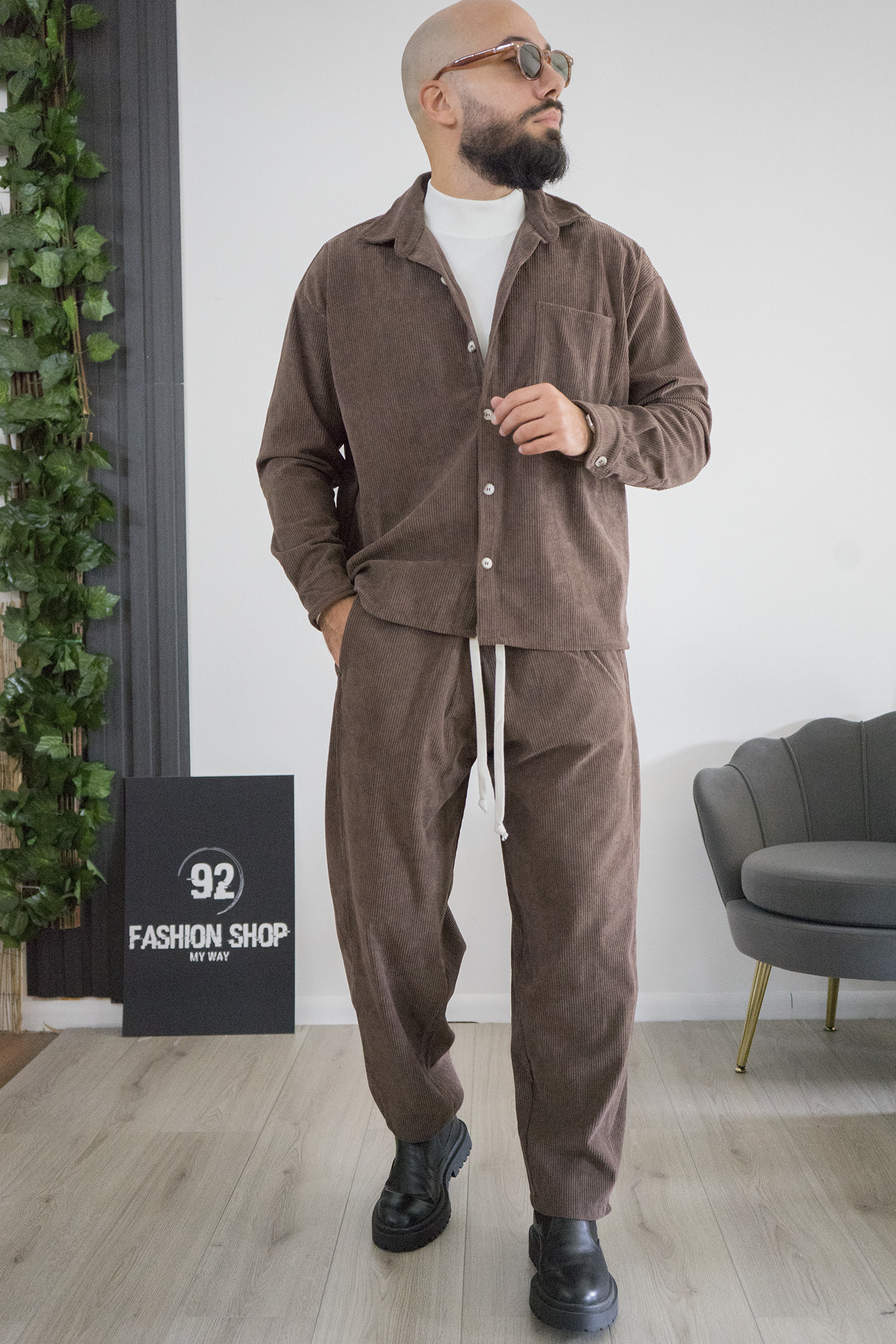 Completo Uomo in Velluto a Coste Camicia e Pantalone Art. Cd124