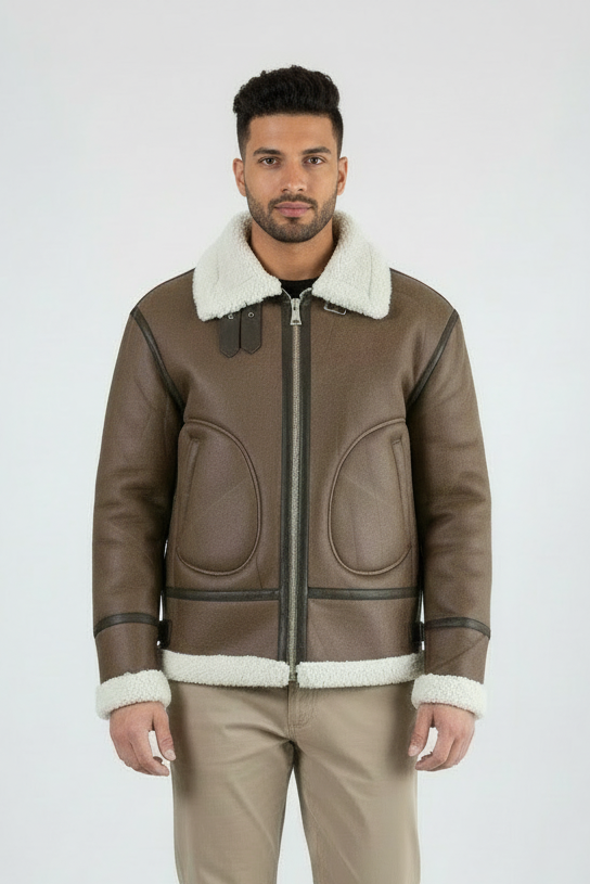 Giubbotto Uomo Shearling Effetto Scamosciato Interno in Pelliccia Art. Gb200