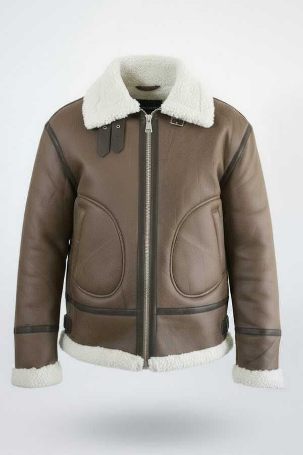 Giubbotto Uomo Shearling Effetto Scamosciato Interno in Pelliccia Art. Gb200