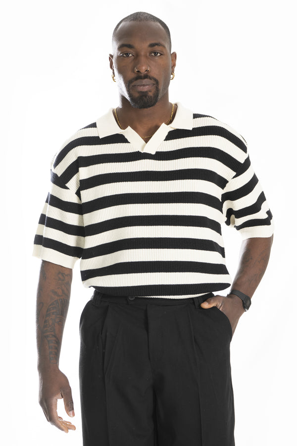 Polo Homme En Maille Côtelée Bicolore Art. Ts202