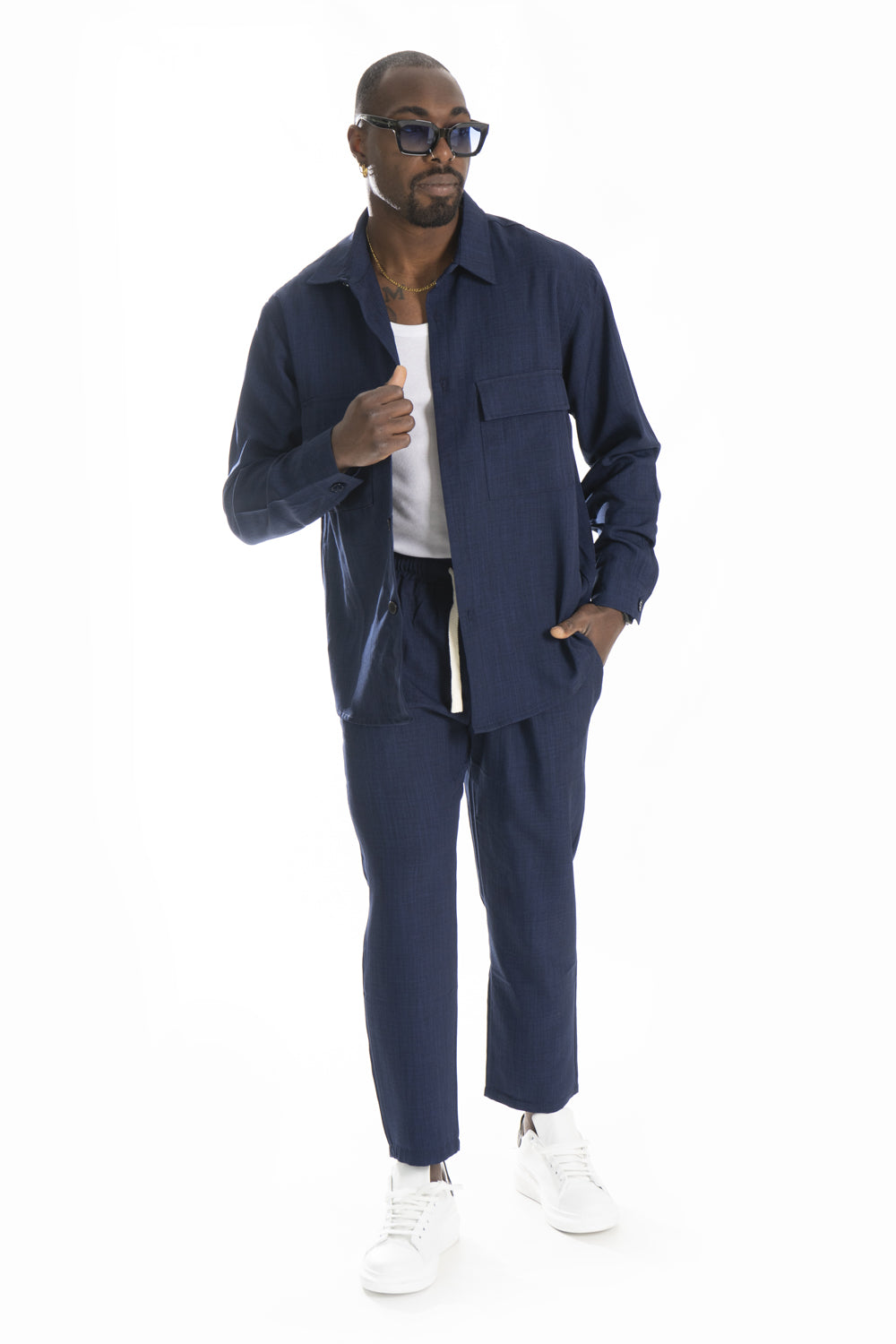 Coordinato Uomo Melangiato Con Camicia e Pantalone Jogger Art. Cd42